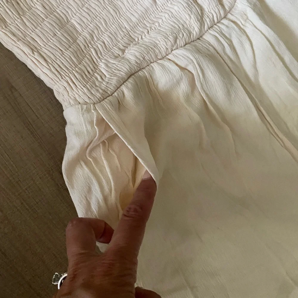 NWOT Cream Smocked, Wide-Leg Jumpsuit - Picture 5 of 8